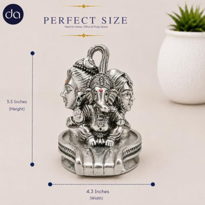 Image 2 of Dev Aastha 999 Silver Plated Shivling shiv parivar murti for home puja room - 5.5 Inch