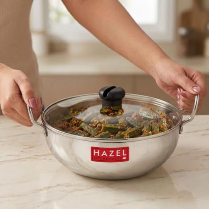 Image 8 of Aluminium (With Glass Lid) / 3700 ML for the product HAZEL Aluminium Kadhai