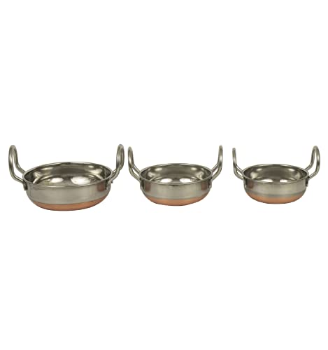 Image 1 of Default Title for the product Spillbox Pre-Seasoned Stainless Steel Induction Bottom Kadai Set 3