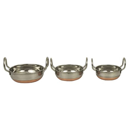 Image 1 of Default Title for the product Spillbox Pre-Seasoned Stainless Steel Induction Bottom Kadai Set 3