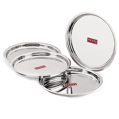 Image 1 of Default Title for the product HAZEL Stainless Steel Plates Set 25 cm Pack of 4
