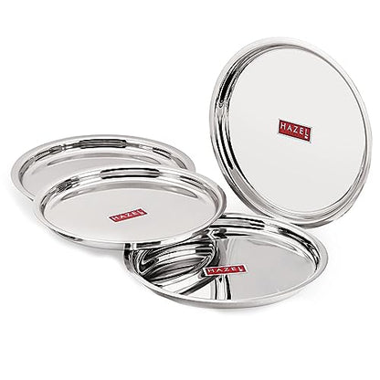 Image 1 of Default Title for the product HAZEL Stainless Steel Plates Set 25 cm Pack of 4