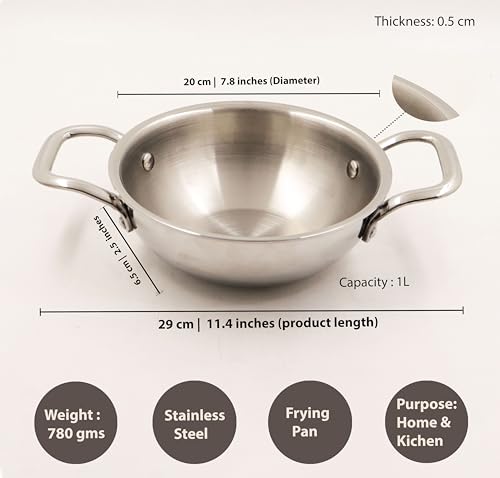 Image 7 of Spillbox Stainless Steel Sandwich Triply Kadhai