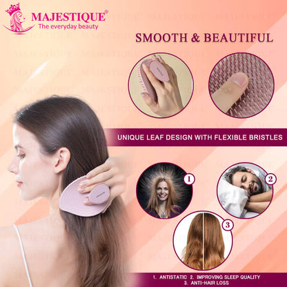 Image 4 of Majestique Leaf Shape Scalp Massager Hair Brush