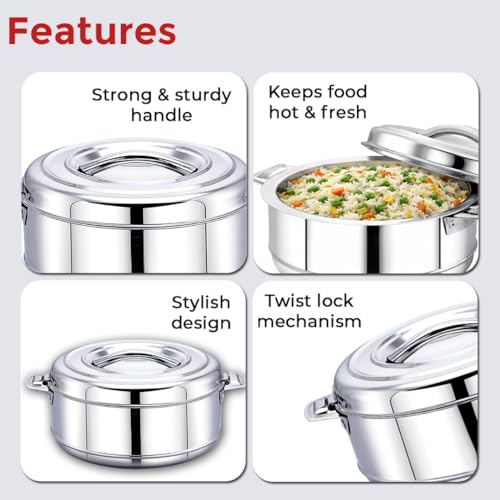 Image 3 of AVIAS Astra Stainless Steel Double Wall Insulated Hot Pot/Casserole, 2500ml