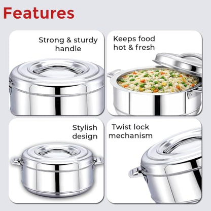Image 3 of AVIAS Astra Stainless Steel Casserole Set of 3, 1000ml, 1500ml & 2500ml
