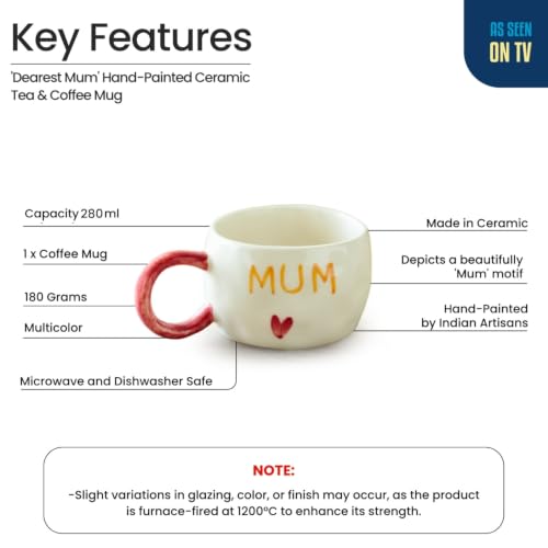 Image 5 of ExclusiveLane 'Dearest Mum & Papa' Ceramic Tea & Coffee Mugs Set of 2 (280 ml)