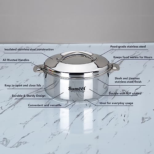 Image 3 of Sumeet Stainless Steel Casserole with Steel Lid | 2 Pieces - 1.5 Ltr Each