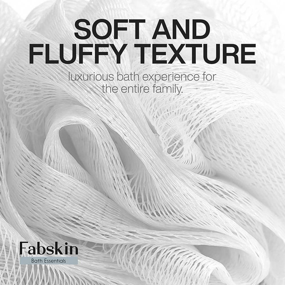 Image 6 of Fabskin Loofah Duo Pack - Bath Brush With Wooden Handle & Round Loofah - For Men & Women-White