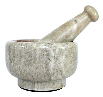 Image 4 of KLEO 5" Diameter White Marble Stone Mortar and Pestle Set
