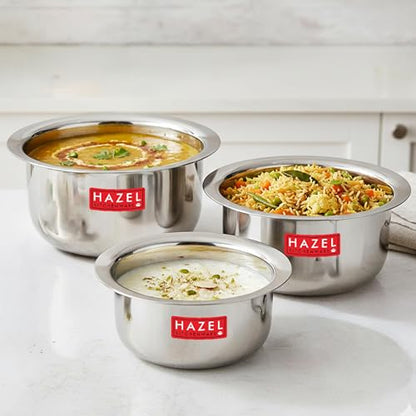 Image 1 of Default Title for the product HAZEL Small Utensils Set for Kitchen | Set of 3 (300 ml, 500 ml & 800 ml)