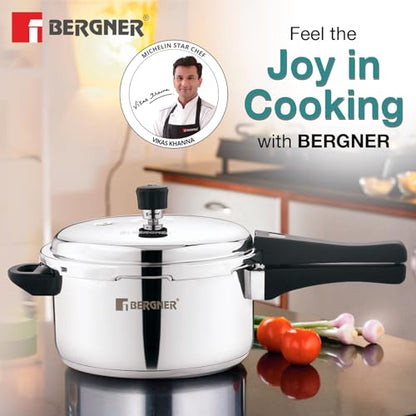 Image 2 of BERGNER Sorrento Stainless Steel Outer Lid Pressure Cooker Combo - 5 Liters Cooker, 2 Litres and 3 Litres Cooker with a Common Lid