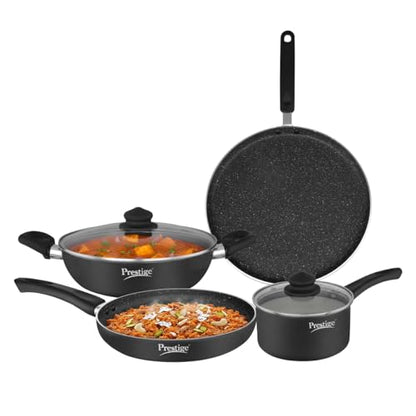 Image 1 of Default Title for the product Prestige Omega Granite Aluminium Kitchen Set, 4-Pieces, Black