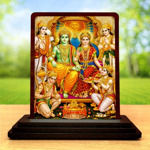 Image 2 of Ram Darbar Wooden Idol for Pooja Room 4x5 Inch HD Printed Faith Inspired Decor