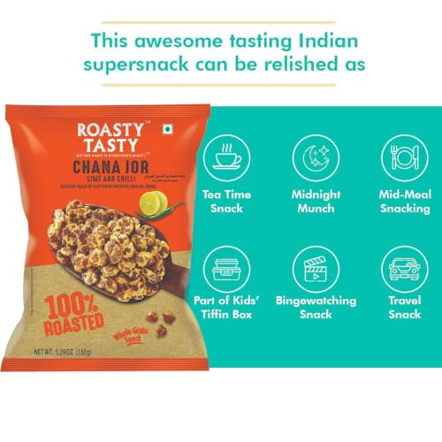 Image 7 of Roasty Tasty Roasted Chana Jor Lime & Chilli Whole Grain Indian Snacks 200g