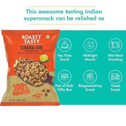 Image 7 of Roasty Tasty Roasted Chana Jor Lime & Chilli Whole Grain Indian Snacks 200g
