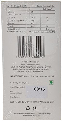 Image 5 of Brown tree Green Tea Lemon 75g 25 Teabags
