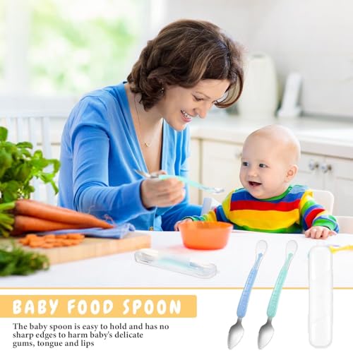 Image 6 of TONY STARK Baby Double Side Head 2 in 1 Silicone Food Spoon with Stainless Steel Fruit Scraper and Travel Case