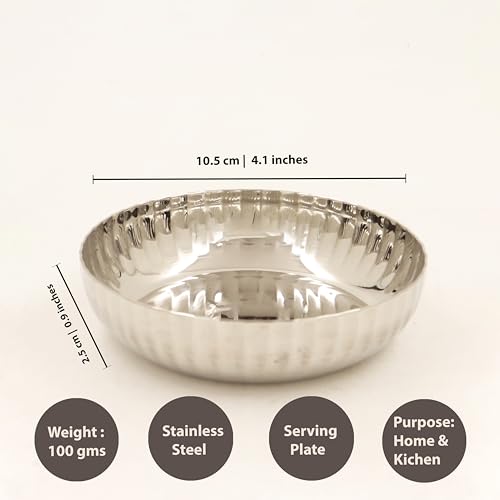 Image 8 of Spillbox Stainless Steel Hammered Bowl Quarter Plates Snack Plate Nasta Plate Dessert Plate Set Side Dish Cup Mirror Finish BPA Free