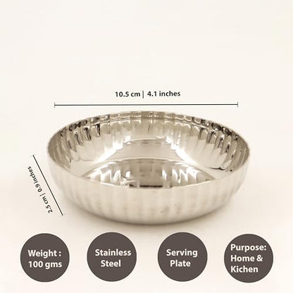 Image 8 of Spillbox Stainless Steel Hammered Bowl Quarter Plates Snack Plate Nasta Plate Dessert Plate Set Side Dish Cup Mirror Finish BPA Free