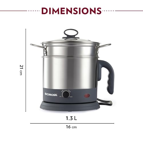 Image 4 of Borosil 1.3 L Quick Stainless Steel Electric Kettle with Egg Tray