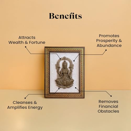 Image 3 of Astrotalk Pyrite Lakshmi Ji on Selenite Frame | Pyrite Stone Brings Money & Abundance | Maa Lakshmi Pooja Decorative Items for Home & Office | Gift for Man & Woman | 19x24x1 cm | 1 Piece