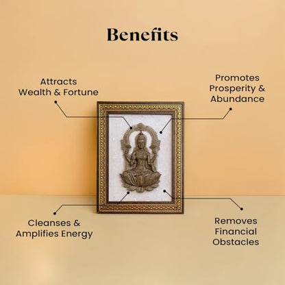 Image 3 of Astrotalk Pyrite Lakshmi Ji on Selenite Frame | Pyrite Stone Brings Money & Abundance | Maa Lakshmi Pooja Decorative Items for Home & Office | Gift for Man & Woman | 19x24x1 cm | 1 Piece