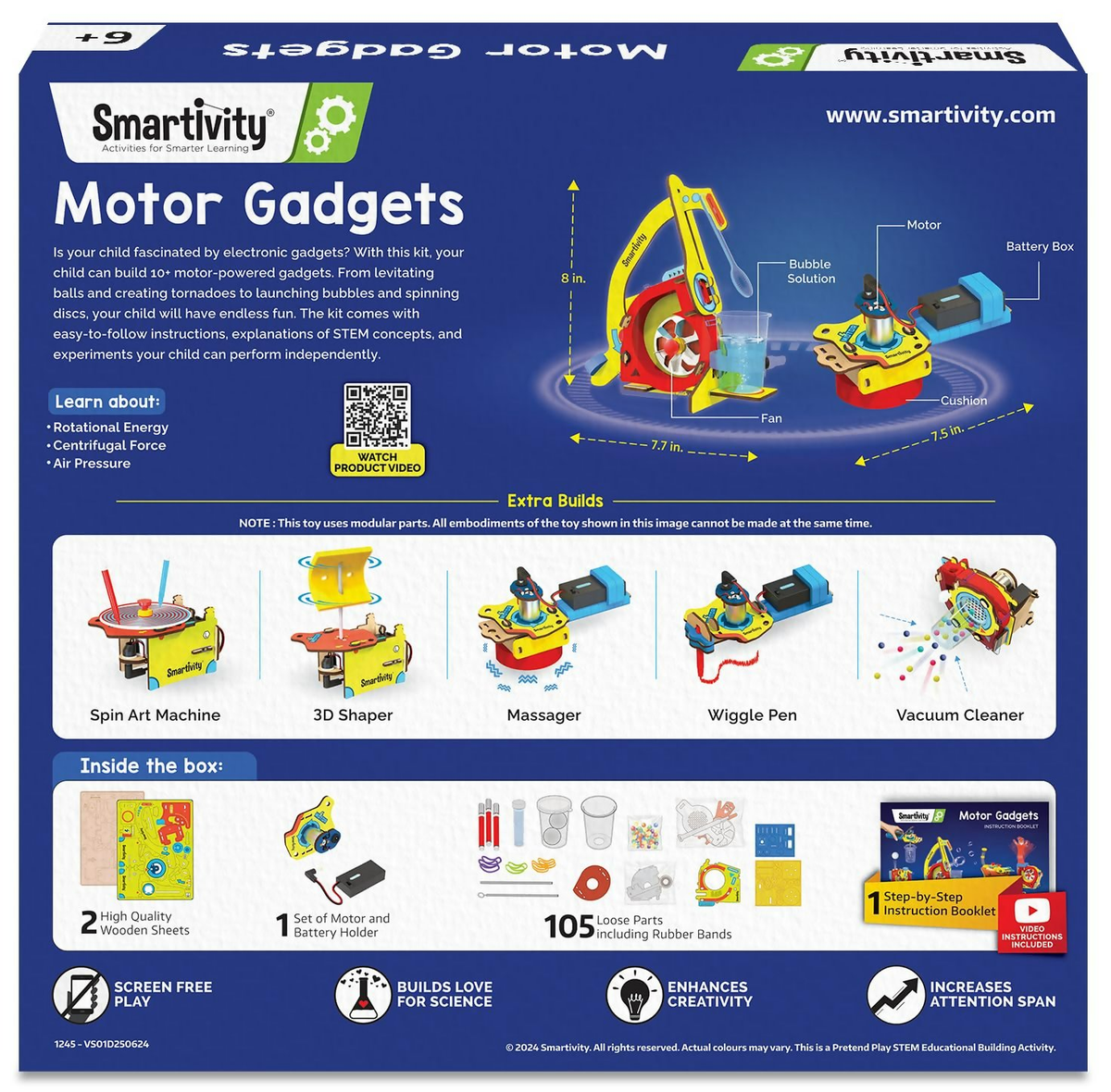 Image 2 of Smartivity 10-in-1 Motor-Powered Gadgets Kit For Kids Ages 6,7,8,9,10,11,12 Years Old Build 10+ Cool Electronics Projects