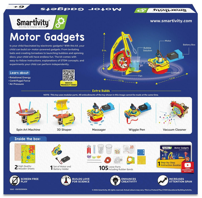 Image 2 of Smartivity 10-in-1 Motor-Powered Gadgets Kit For Kids Ages 6,7,8,9,10,11,12 Years Old Build 10+ Cool Electronics Projects