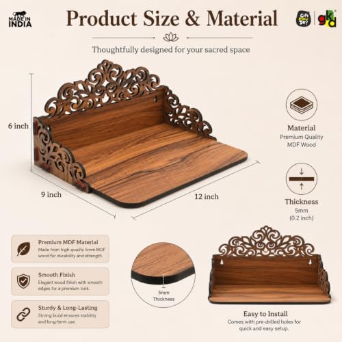 Image 4 of Gift Kya De Wooden Pooja Mandir 12x9x6 Inch