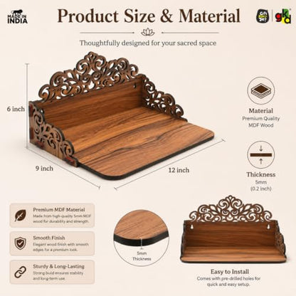 Image 4 of Gift Kya De Wooden Pooja Mandir 12x9x6 Inch