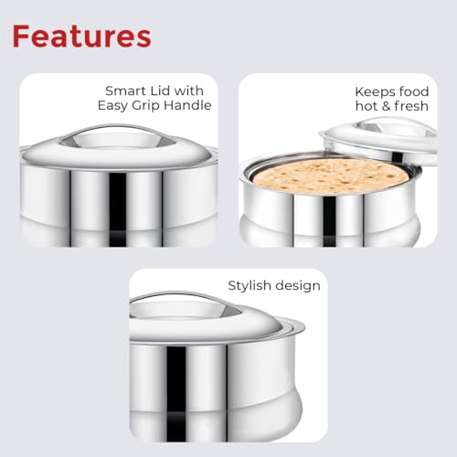 Image 4 of AVIAS Ruby Press Type Insulated Stainless Steel Casserole/Hot Pot, 1500ml
