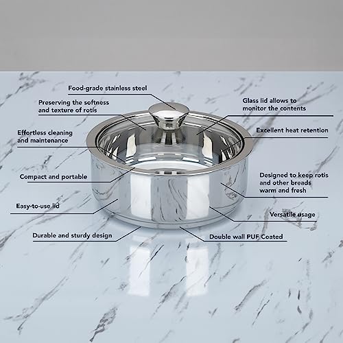 Image 6 of Sumeet Stainless Steel Casserole with Glass Lid