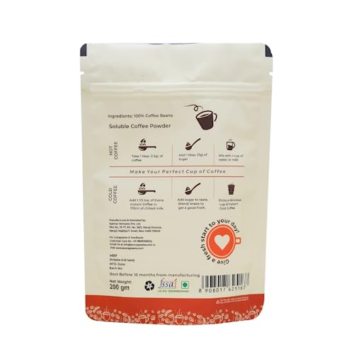 Image 3 of Evora Greens Classic Instant Coffee | Arabica & Robusta Blend | Strong Aroma & Smooth Taste | Hot, Cold & Black Coffee | Makes ~50 Cups | 200g Glass Jar