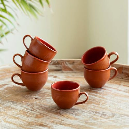 Image 1 of Default Title for the product ExclusiveLane Terra Tones Ceramic Tea Cups Set of 6 (120 ML)