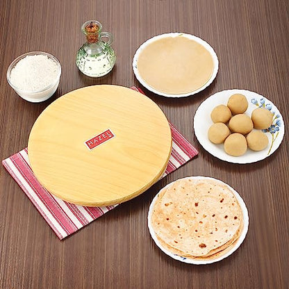 Image 2 of HAZEL Wood Polpat Chakla Roti Chapati Maker 21 cm with Wood Roti Roller Belan Rolling Pin 36 cm