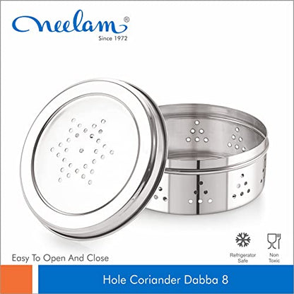 Image 7 of neelam Stainless Steel Coriander Dabbas with Air Ventilation