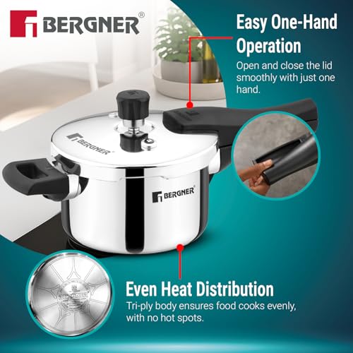 Image 11 of Bergner Argent Classic Triply Stainless Steel Pressure Cooker