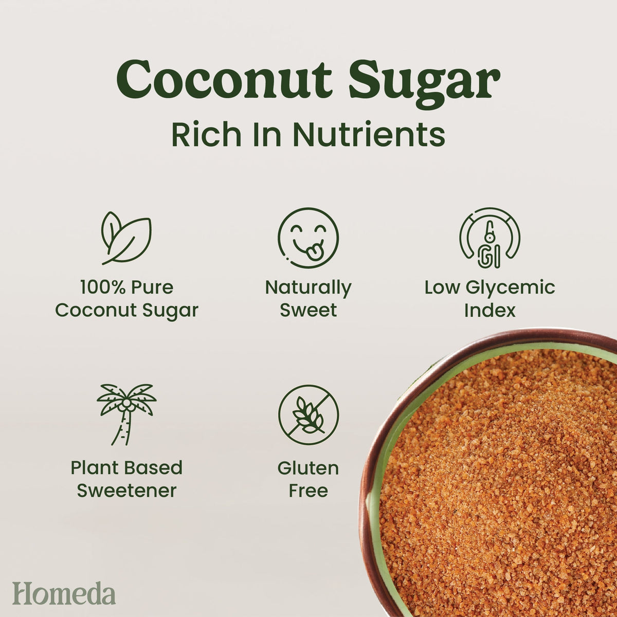 Image 6 of Homeda Organic Coconut Sugar, Palm Sugar Organic, Natural Sweetener