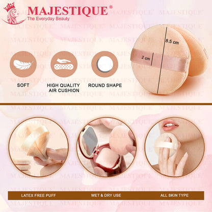 Image 2 of Majestique Flat Powder Puff - Soft Pink Face Pad - Color May Vary