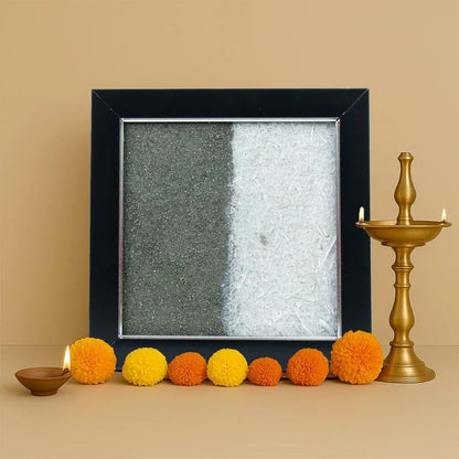 Image 1 of Default Title for the product Astrotalk Dhan Varsha Frame with Pyrite & Selenite | Vastu Items for Wealth & Positivity | Wall Decor items Living Room | Raw Pyrite Frame for Wall | Gift for Man & Woman | 19x19x1 cm | 1 Piece