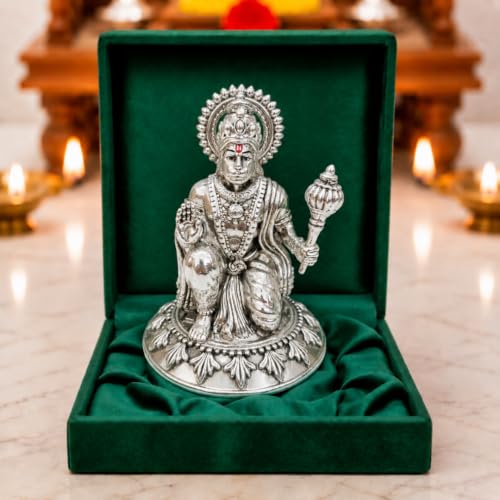 Image 1 of Default Title for the product Dev Aastha Silver Plated Hanuman Ji Idol for Car Dashboard & Home Temple - 4 Inch