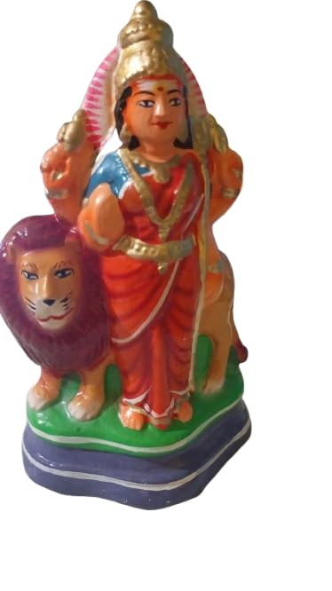 Image 3 of Durga MATA Idol Statue with Lion H 23cm bommala koluvu bommalu Set bommalu for bommala koluvu golu Dolls golu Dolls for navaratri Set