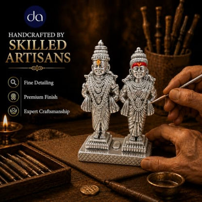 Image 4 of Dev Aastha 999 Silver Plated Vitthal Rukmini Idol - 5 Inch