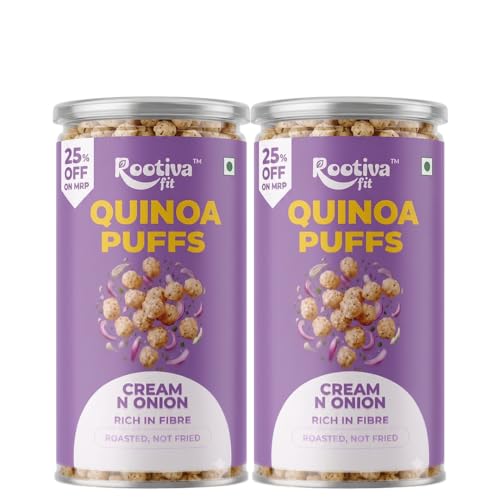 Image 1 of Default Title for the product ROOTIVAFIT Quinoa Puffs Cream & Onion Flavour, 80 g, Pack of 2