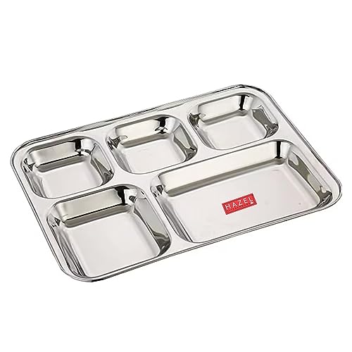 Image 2 of HAZEL Stainless Steel 5 Compartment Mess Plate