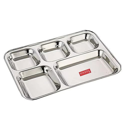 Image 2 of HAZEL Stainless Steel 5 Compartment Mess Plate