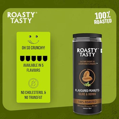 Image 5 of Roasty Tasty Premium Olive & Herbs Flavour Roasted Peanuts Pack of 2 (150g each)