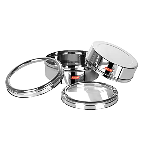 Image 7 of Sumeet Stainless Steel Flat Canisters/Puri Dabba Storage Containers Set of 2