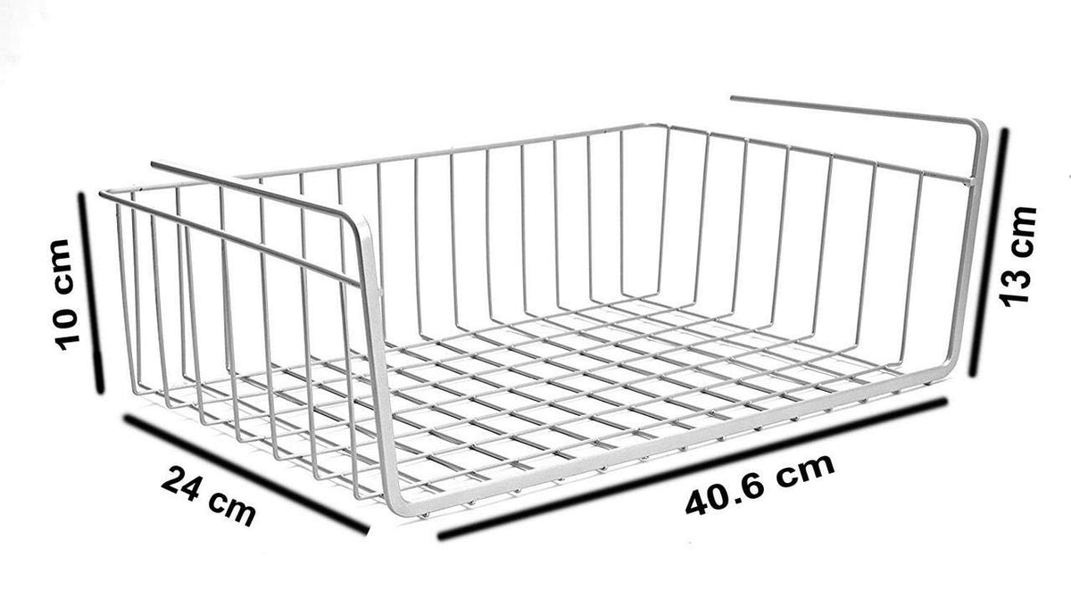 Image 4 of Go Hooked 16 Inch Under Shelf Storage Basket | Heavy Duty Metal Under Cabinet Organizer for Kitchen, Pantry, Cupboard, Wardrobe, Closet & Bathroom | Hanging Wire Basket (Silver, Pack of 1)